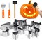 13 PCS Stainless Steel Pumpkin Carving Tool Set with 10 Carving Stencils and 3 Tools, DIY Jack-O-Lantern Craft Party Decorations for Teenagers, Kids and Beginners.